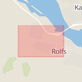 Karta som med röd fyrkant ramar in Rolfs, Kalix, Norrbottens län