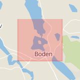 Karta som med röd fyrkant ramar in Prästholmen, Boden, Norrbottens län