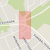 Karta som med röd fyrkant ramar in Järnvägsgatan, Vassholmsvägen, Kalix, Norrbottens län