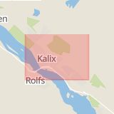 Karta som med röd fyrkant ramar in Kalix, Järnvägsgatan, Norrbottens län