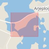 Karta som med röd fyrkant ramar in Strömvägen, Arjeplog, Norrbottens län
