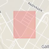 Karta som med röd fyrkant ramar in Klockaregatan, Gällivare, Norrbottens län