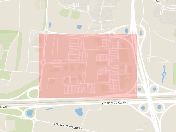 Karta som med röd fyrkant ramar in Tygelsjö, Svågertorp, Malmö, Skåne län