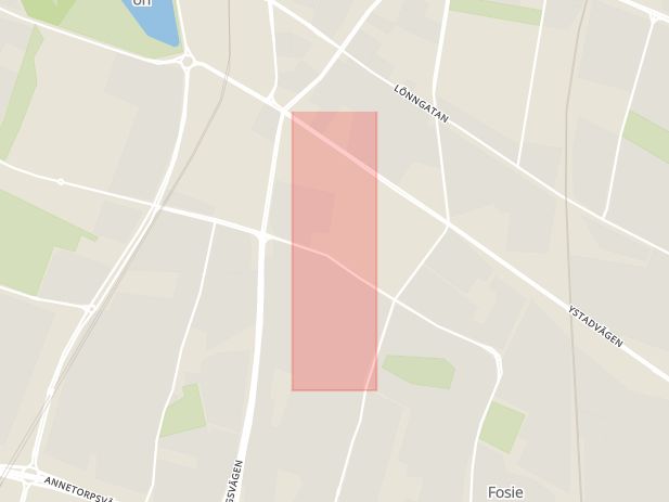 Karta som med röd fyrkant ramar in Fosie, Fosievägen, Malmö, Skåne län
