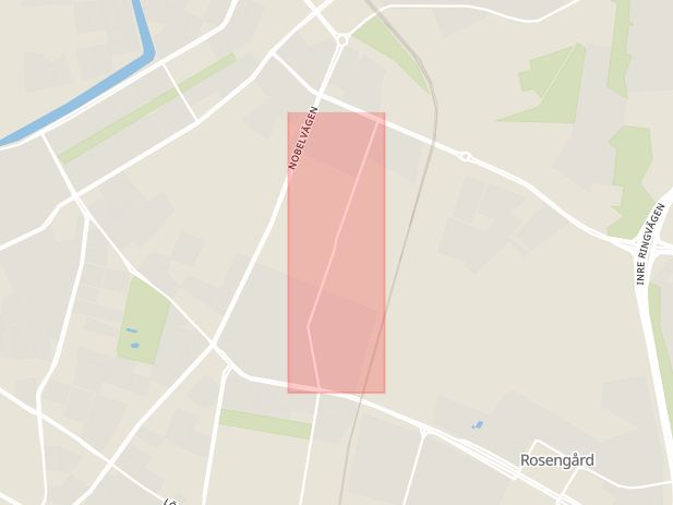 Karta som med röd fyrkant ramar in Östra Farmvägen, Malmö, Skåne län