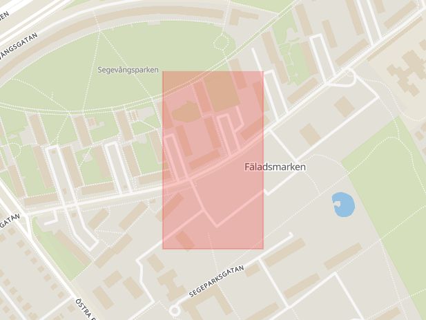 Karta som med röd fyrkant ramar in Segevång, Kronetorpsgatan, Inre Ringvägen, Malmö, Skåne län