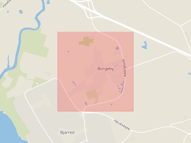 Karta som med röd fyrkant ramar in Borgeby, Lomma, Skåne län