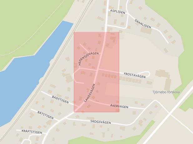Karta som med röd fyrkant ramar in Tjörnarp, Höör, Skåne län