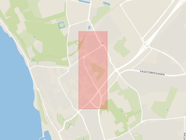 Karta som med röd fyrkant ramar in Ringstorpsvägen, Helsingborg, Skåne län