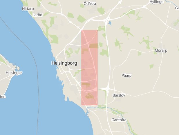 Karta som med röd fyrkant ramar in Österleden, Helsingborg, Skåne län