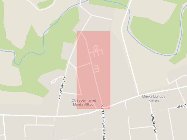 Karta som med röd fyrkant ramar in Ljungby, Nygatan, Ängelholm, Skåne län