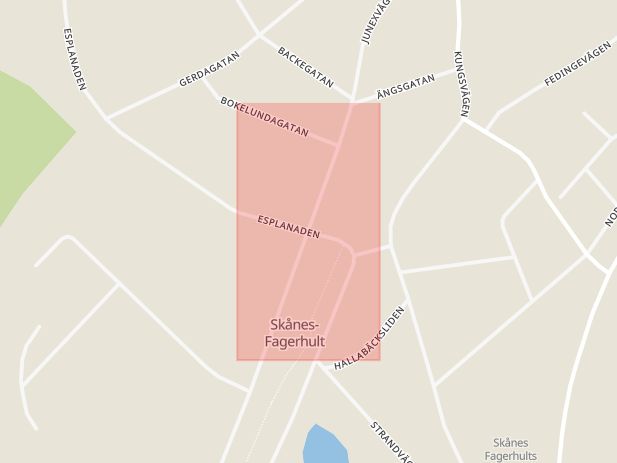 Karta som med röd fyrkant ramar in Skånes Fagerhult, Örkelljunga, Skåne län