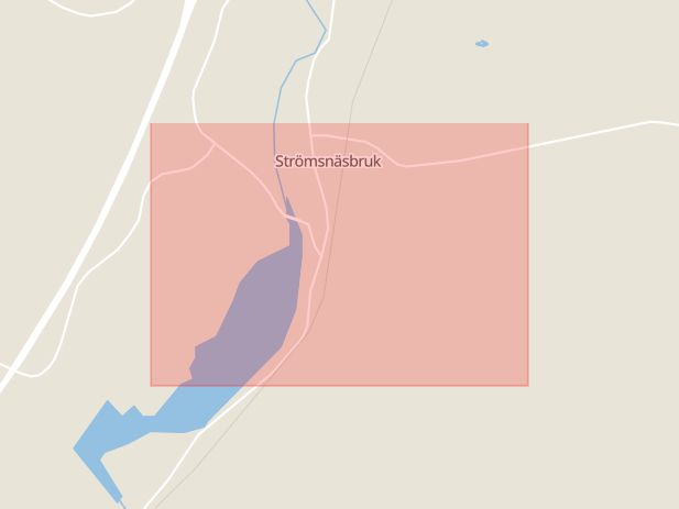 Karta som med röd fyrkant ramar in Strömsnäsbruk, Markaryd, Kronobergs län