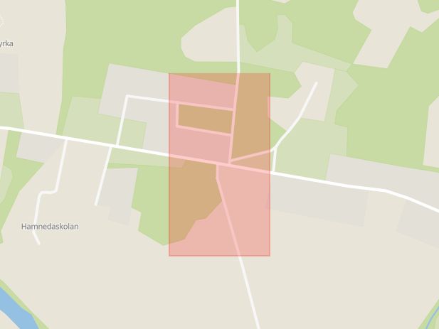 Karta som med röd fyrkant ramar in Hamneda, Ljungby, Kronobergs län