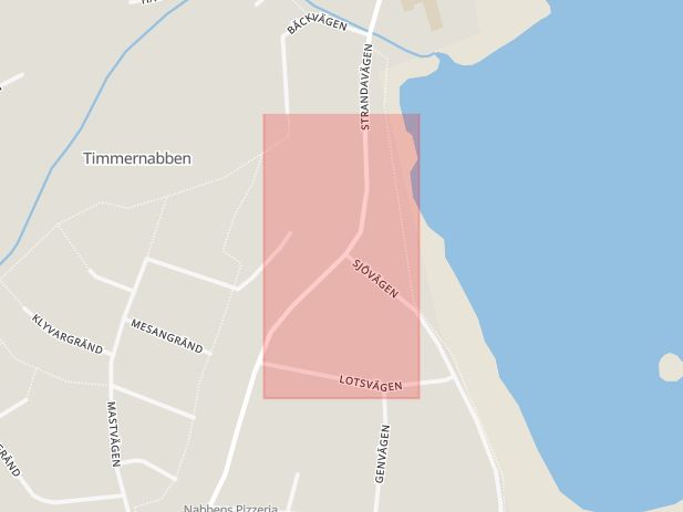 Karta som med röd fyrkant ramar in Timmernabben, Mönsterås, Kalmar län