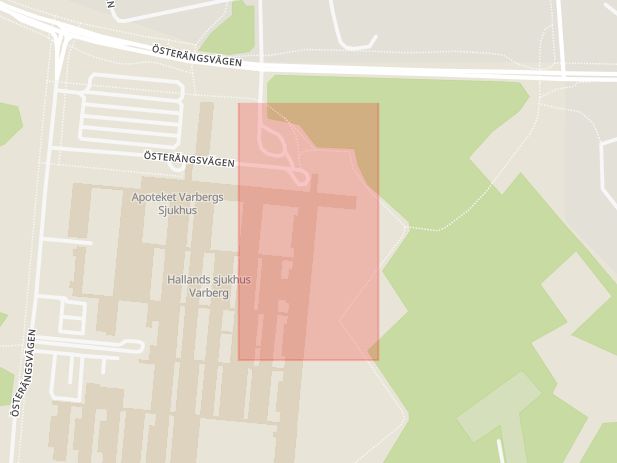 Karta som med röd fyrkant ramar in Varberg, Poppelvägen, Halmstad, Nyvången, Hallands län