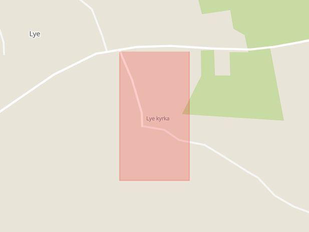 Karta som med röd fyrkant ramar in Lye Kyrka, Gotlands län
