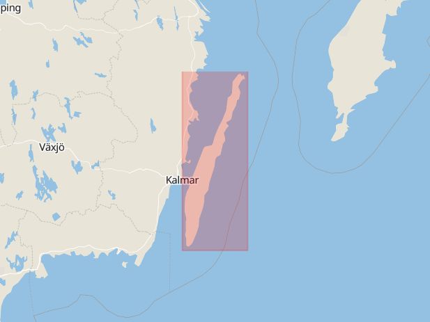 Karta som med röd fyrkant ramar in Öland, Kalmar, Kalmar län