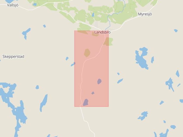 Karta som med röd fyrkant ramar in Fröderydsvägen, Vetlanda, Jönköpings län