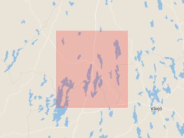 Karta som med röd fyrkant ramar in Västra Götalands Län, Värnamo Kommun, Gislaveds Kommun, Jönköping, Jönköpings län