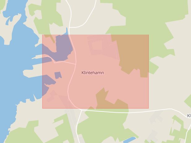 Karta som med röd fyrkant ramar in Klintehamn, Gotland, Gotlands län