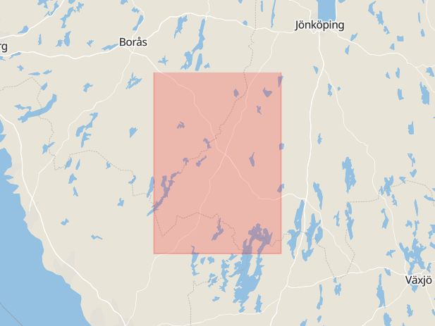 Karta som med röd fyrkant ramar in Fredsgatan, Värnamo, Gislaveds Kommun, Jönköpings län