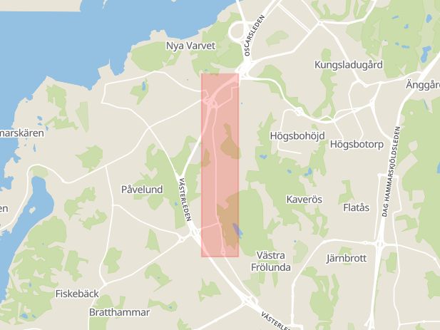 Karta som med röd fyrkant ramar in Grimmered, Grimmeredsvägen, Göteborg, Västra Götalands län