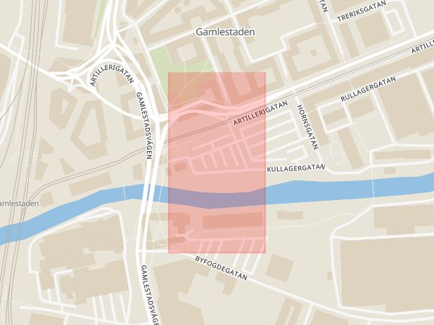 Karta som med röd fyrkant ramar in Säveåns Strandgata, Gamlestaden, Göteborg, Västra Götalands län