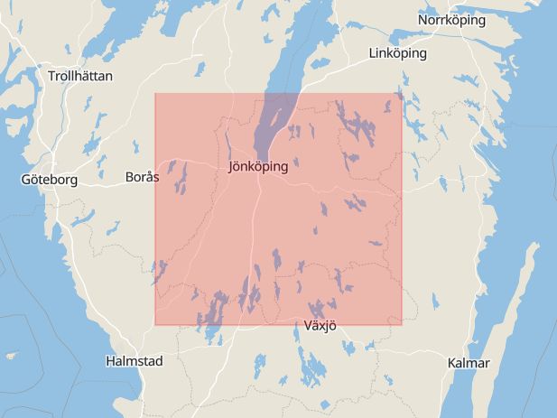 Karta som med röd fyrkant ramar in Hammar, Jönköpings län
