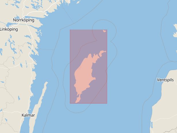 Karta som med röd fyrkant ramar in Gotland, Stockholms län, Gotlands län