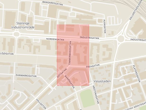 Karta som med röd fyrkant ramar in Priso Hemköp, Linköping, Östergötlands län