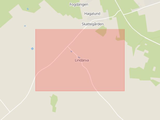 Karta som med röd fyrkant ramar in Vinninga, Lindärva, Lidköping, Västra Götalands län