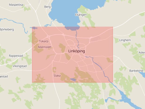Karta som med röd fyrkant ramar in Skatteverket, Linköpings Kommun, Landet, Linköping, Östergötlands län