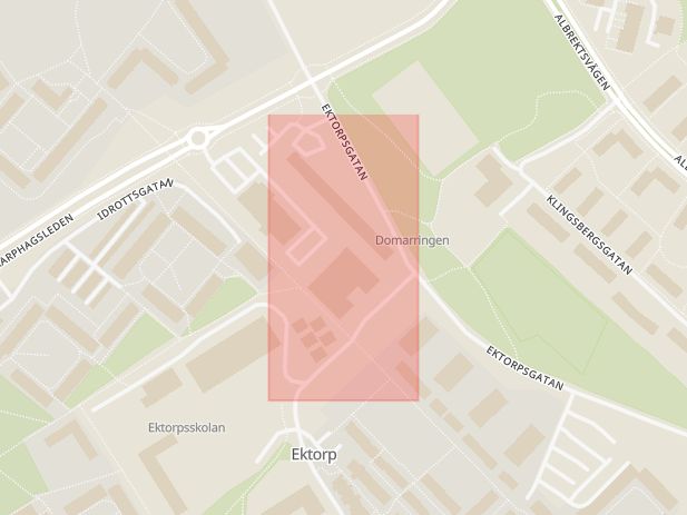 Karta som med röd fyrkant ramar in Ektorp, Norrköping, Boxholm, Östergötlands län