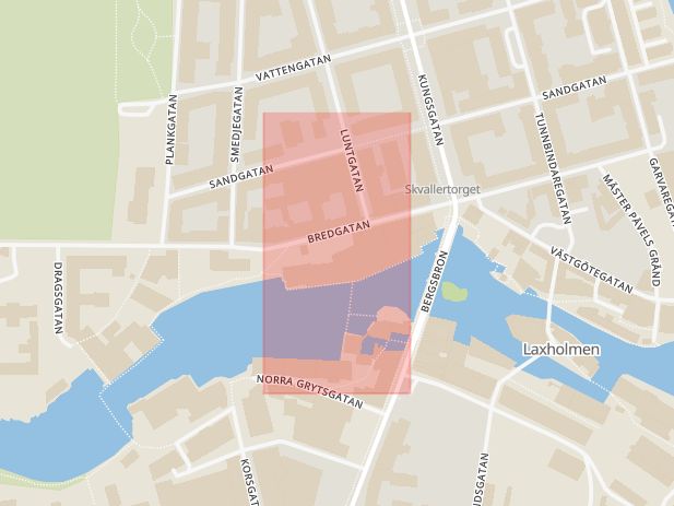 Karta som med röd fyrkant ramar in Norrköping, Linköping, Östergötlands län