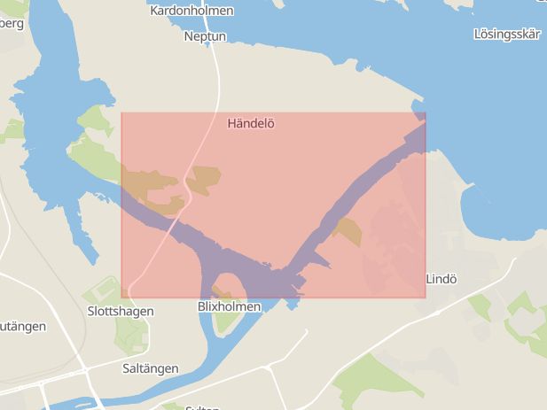 Karta som med röd fyrkant ramar in Östergötland, Hanholmsvägen, Ensjön, Gullvivevägen, Skärblacka, Norrköpings Kommun, Motala, Trafikplats Åby, Östergötlands län