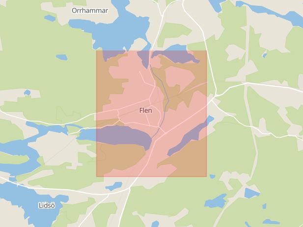 Karta som med röd fyrkant ramar in Ica Kvantum, Stället, Flen, Södermanlands län