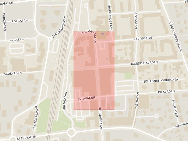 Karta som med röd fyrkant ramar in Solhemsgatan, Gotland, Örebro län