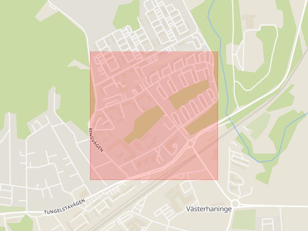 Karta som med röd fyrkant ramar in Ringvägen, Haninge, Stockholms län