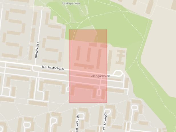 Karta som med röd fyrkant ramar in Söderbymalmsskolan, Vikingaskolan, Haninge, Stockholms län