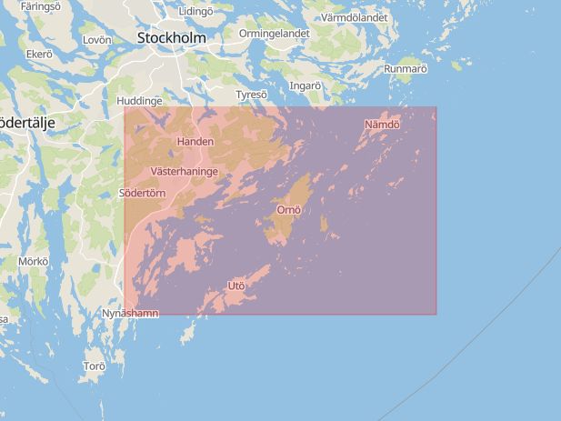 Karta som med röd fyrkant ramar in Salem, Haninge, Stockholms län