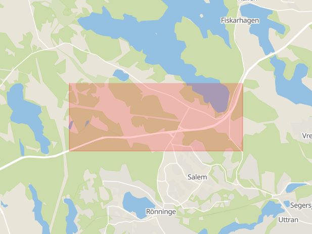 Karta som med röd fyrkant ramar in Södertäljevägen, Trafikplats Salem, Salem, Stockholms län