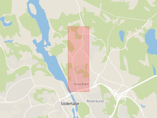 Karta som med röd fyrkant ramar in Birkavägen, Södertälje, Stockholms län