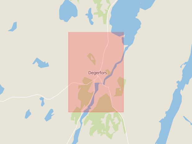 Karta som med röd fyrkant ramar in Örebro, Degerfors, Örebro län