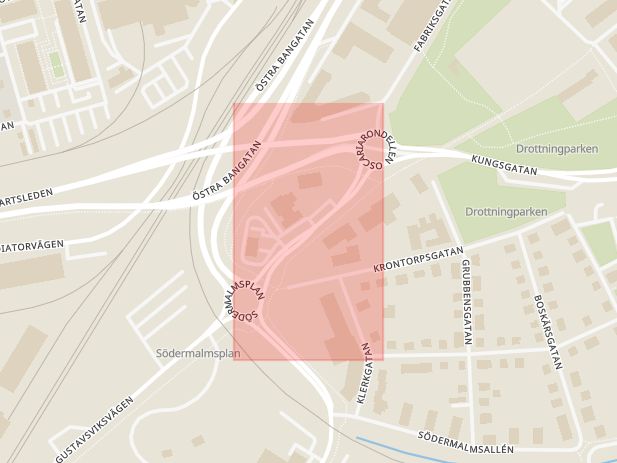 Karta som med röd fyrkant ramar in Örebro, Södermalmsplan, Karlskoga, Kumla, Örebro län