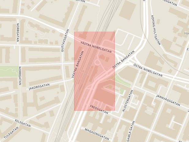 Karta som med röd fyrkant ramar in Resecentrum, Örebro, Örebro län