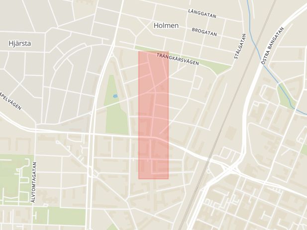 Karta som med röd fyrkant ramar in Jakobsgatan, Norrgatan, Örebro, Örebro län
