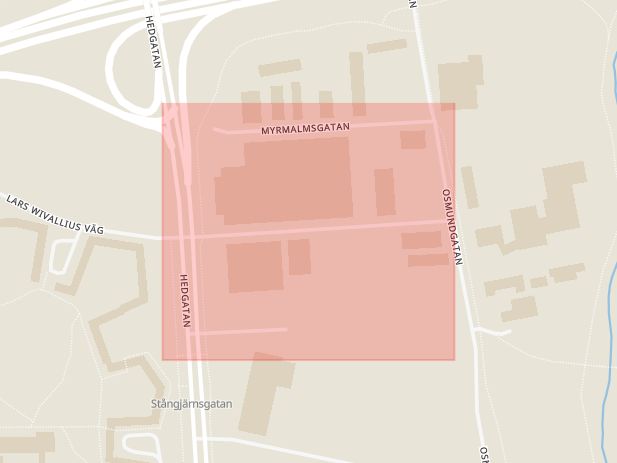 Karta som med röd fyrkant ramar in Tackjärnsgatan, Holmen, Örebro, Örebro län