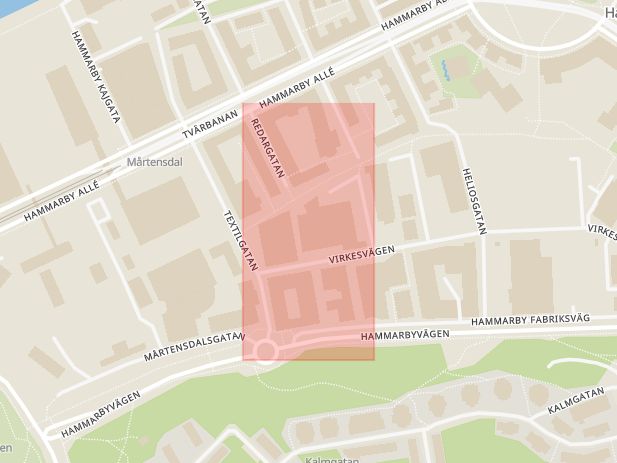 Karta som med röd fyrkant ramar in Hammarby, Sirius, Stockholm, Stockholms län