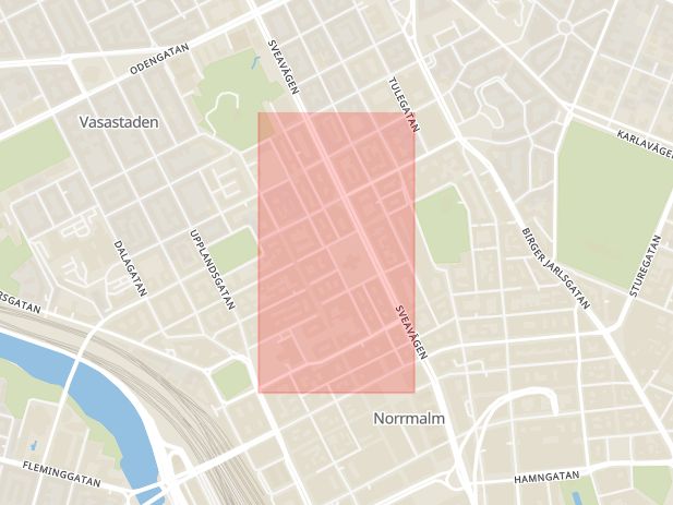 Karta som med röd fyrkant ramar in Norrmalm, Holländargatan, Stockholm, Stockholms län